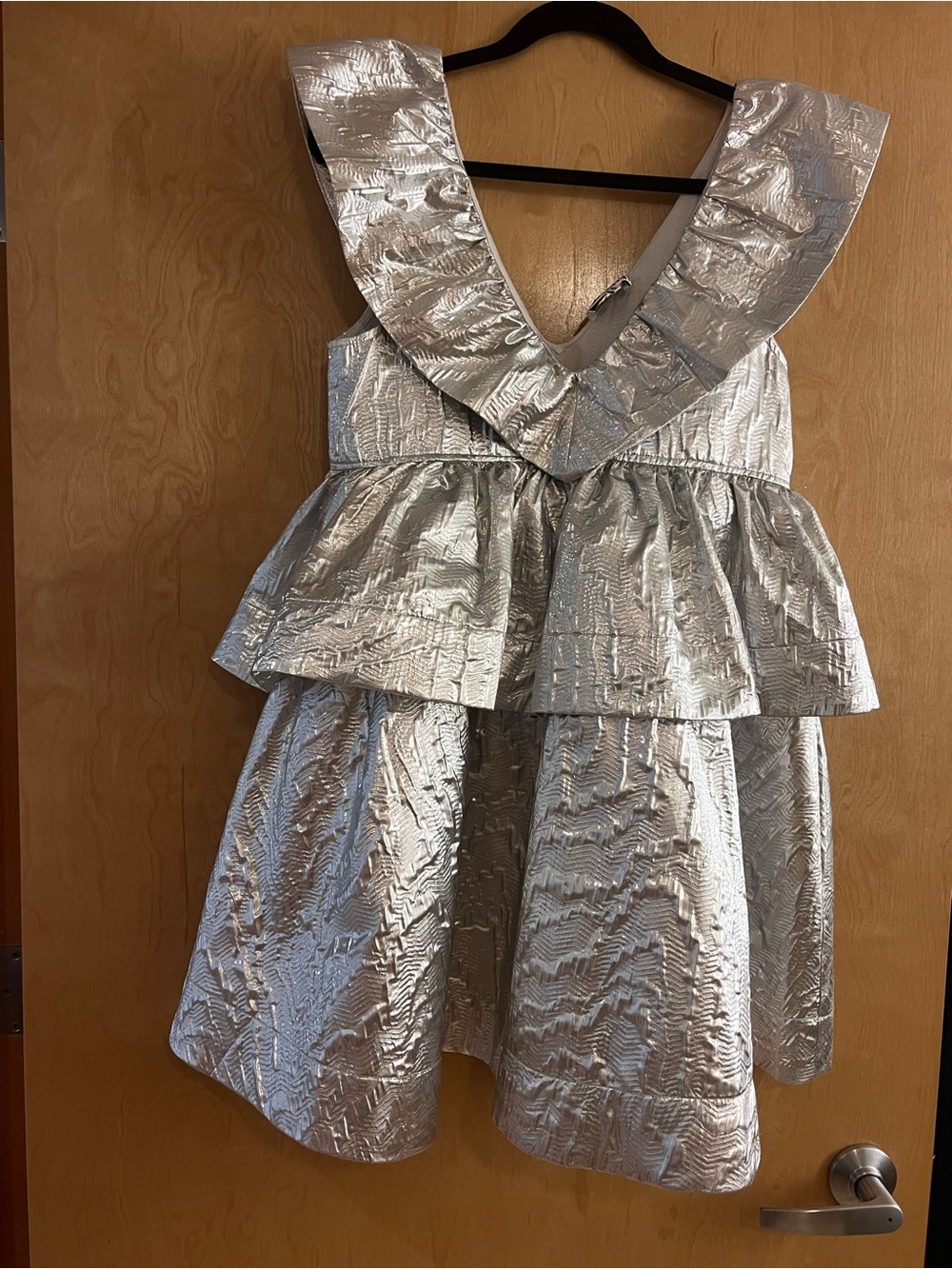 GANNI Metallic Jacquard Layer Mini Dress  SZ 32 US 0